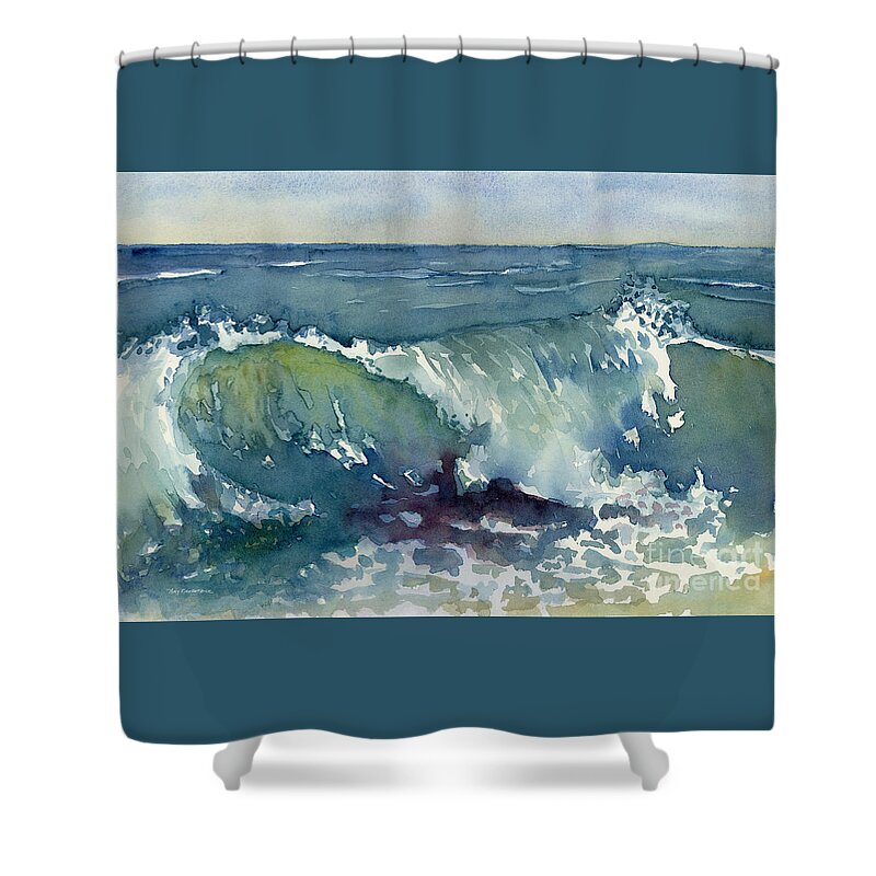 Wave Shower Curtain featuring the painting Shore Break by Amy Kirkpatrick
