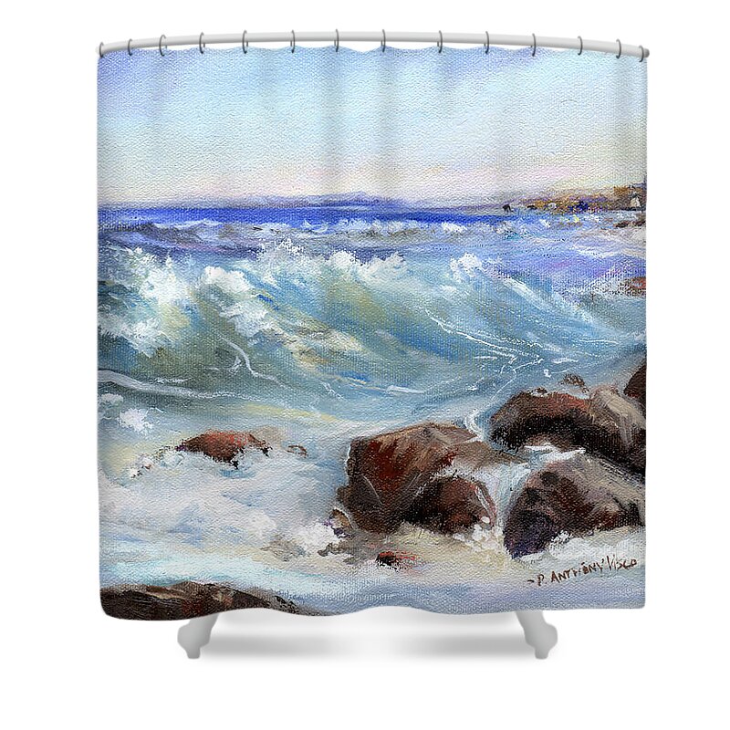 Visco Shower Curtain featuring the painting Shore is Breathtaking by P Anthony Visco