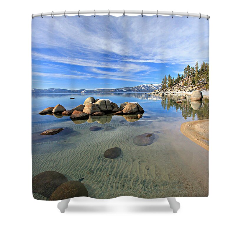 Lake Tahoe Shower Curtain featuring the photograph Shore of Treasure by Sean Sarsfield