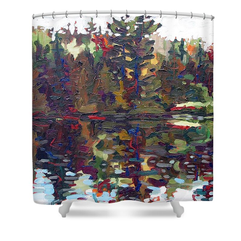593 Shower Curtain featuring the painting Shore Sunrise by Phil Chadwick