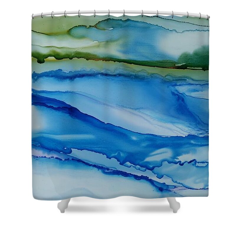 Water Shower Curtain featuring the painting Shoreline by Beth Kluth