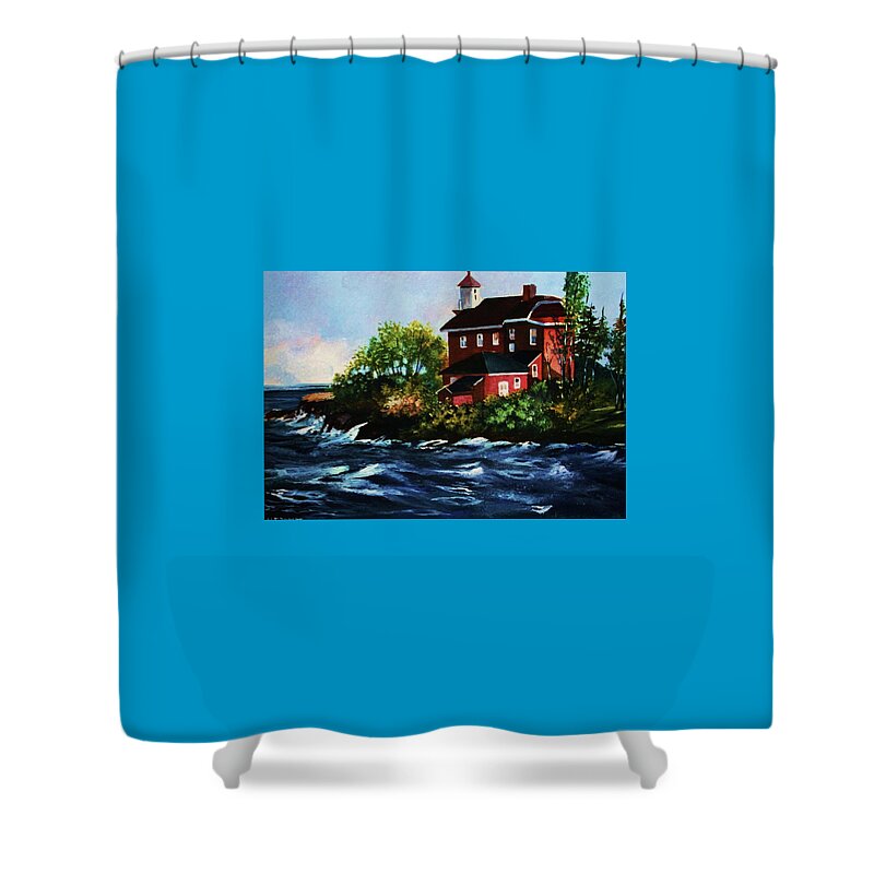 Shoreline Shower Curtain featuring the painting Shoreline Light by Al Brown
