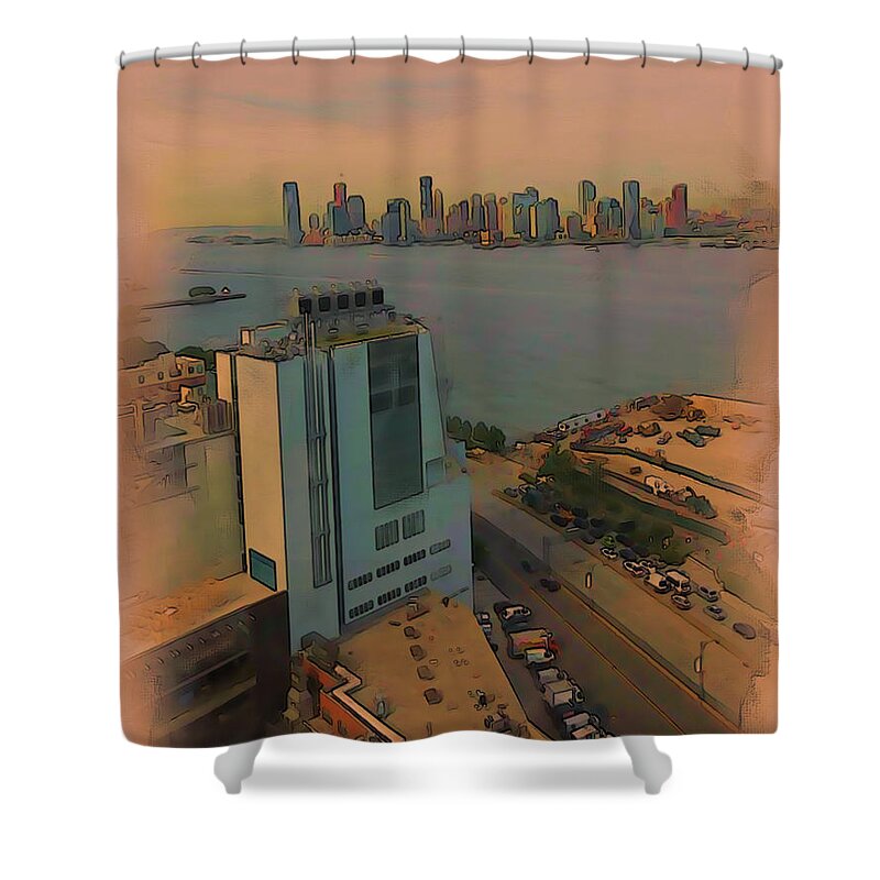 Watercolor Shower Curtain featuring the digital art Shoreline by Tristan Armstrong