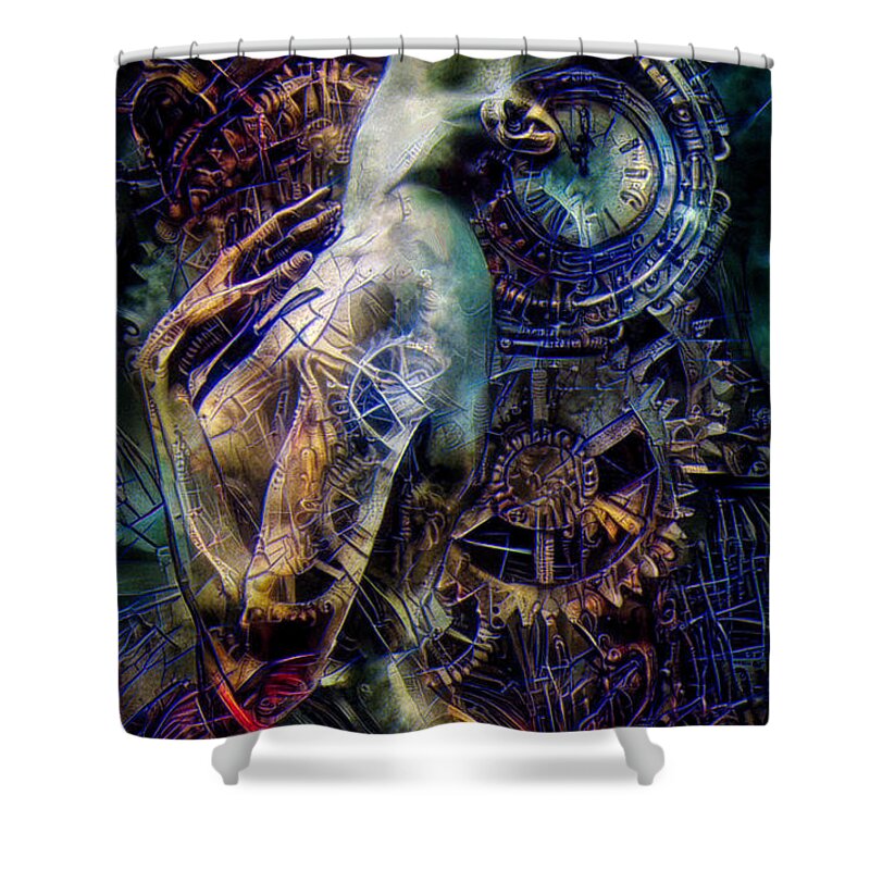 Time Shower Curtain featuring the mixed media Short on time by Lilia S