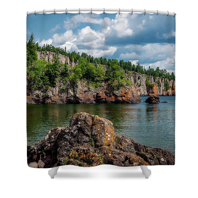 Lake Superior Shower Curtain featuring the photograph Shovel Point by Gary McCormick