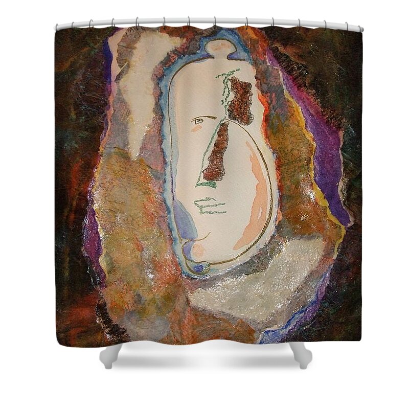 Contemporary Face Shower Curtain featuring the painting Showerman by Kim Shuckhart Gunns