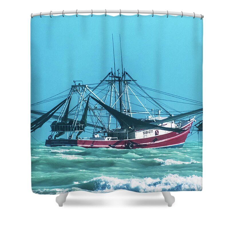 Shrimping Shower Curtain featuring the photograph Shrimping on a Windy day in Key West by Bob Slitzan