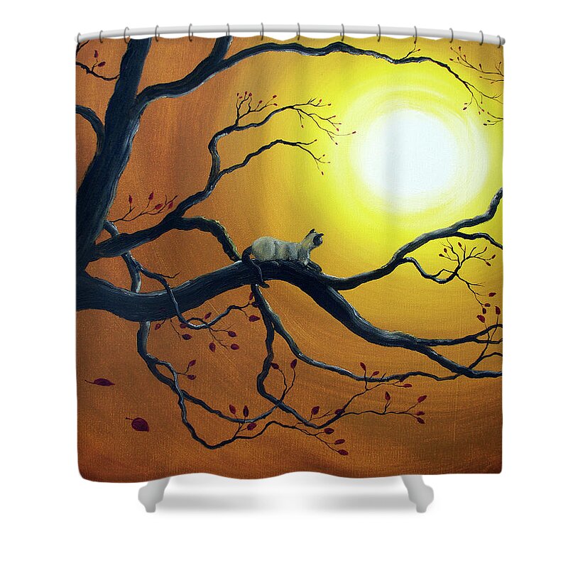 Zen Shower Curtain featuring the painting Siamese Cat in Golden Splendor by Laura Iverson