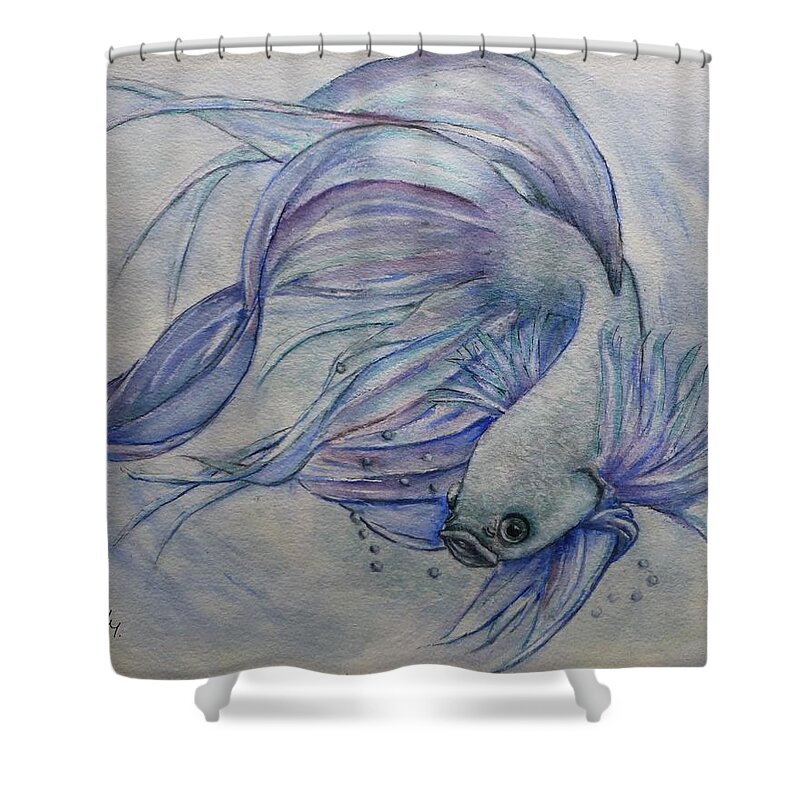 Siamese Fighting Fish Shower Curtain featuring the painting Betta Siamese Fighting Fish by Kelly Mills