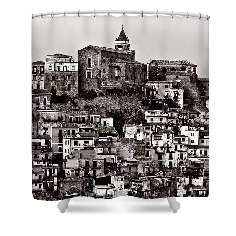 Sicilian Mountain Village Shower Curtain featuring the photograph Sicilian Mountain Village by Silva Wischeropp