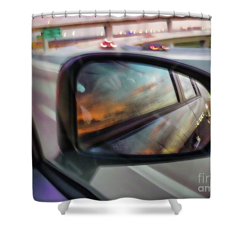 Sunrise Shower Curtain featuring the photograph Side View Mirror by Jeff Breiman