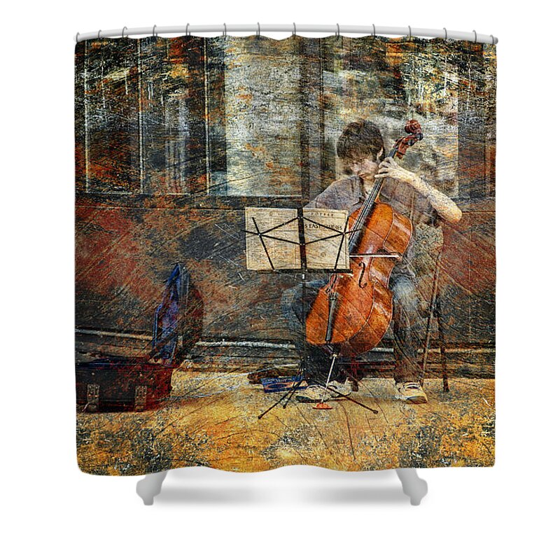 Art Shower Curtain featuring the photograph Sidewalk Cellist by Randall Nyhof