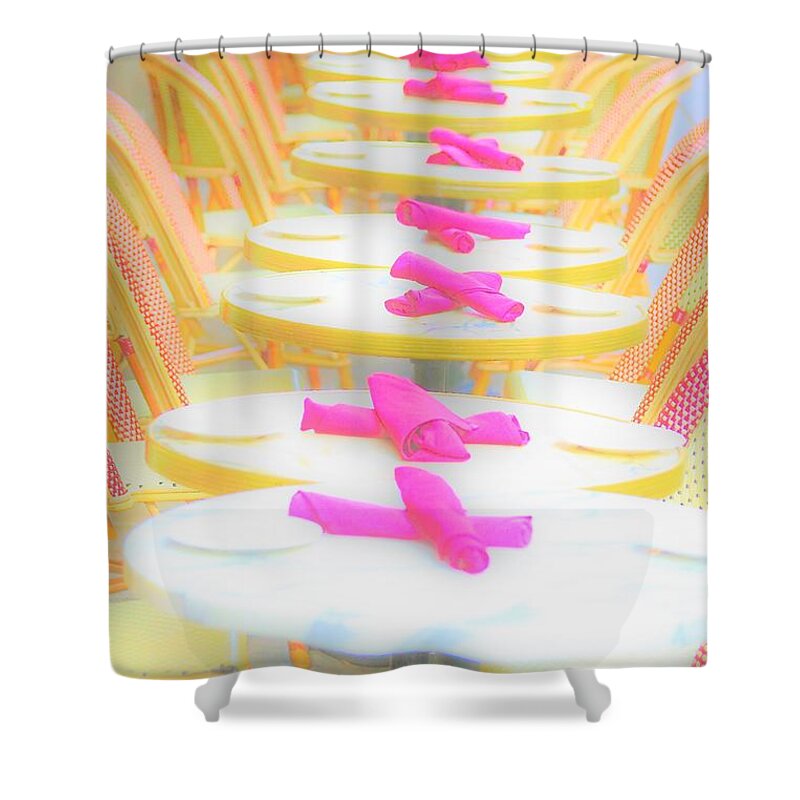 Table Shower Curtain featuring the photograph Sidewalk Tables Philly by Merle Grenz