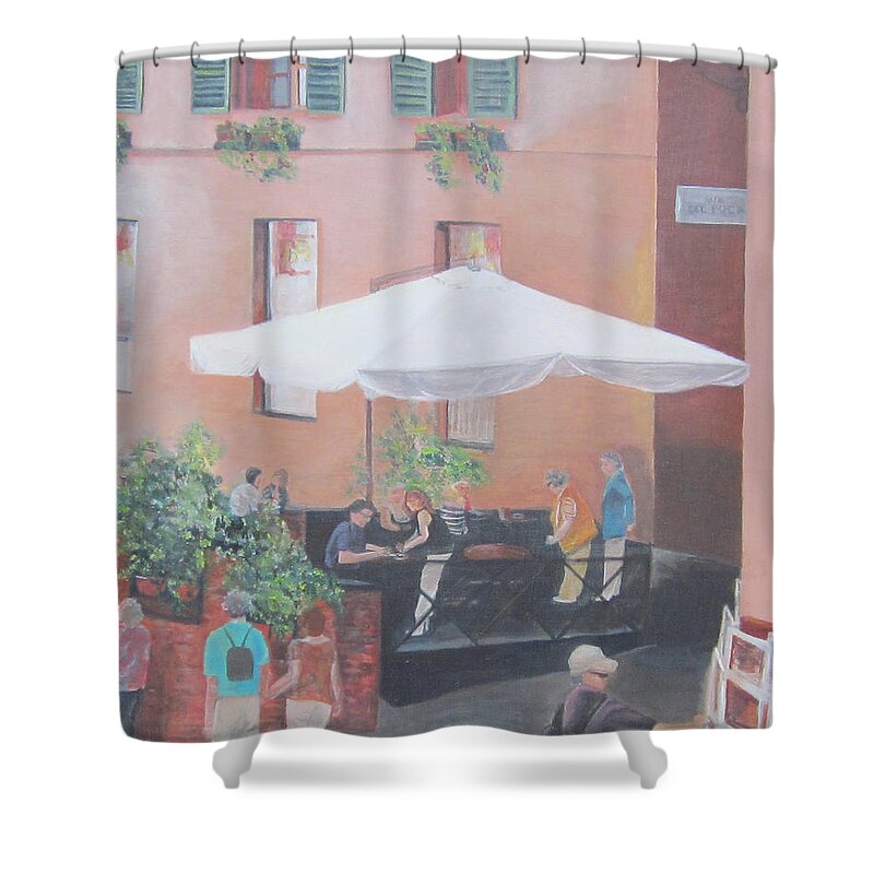 Acrylic Painting On Board Shower Curtain featuring the painting Siena by Paula Pagliughi