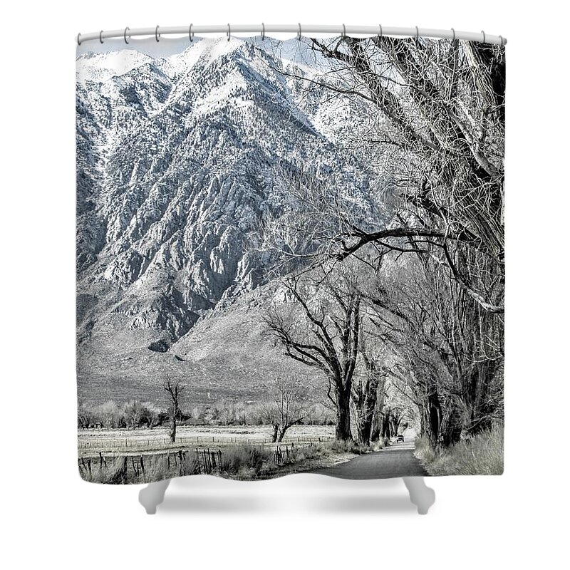 Black Shower Curtain featuring the photograph Sierra Awesomeness by Marilyn Diaz