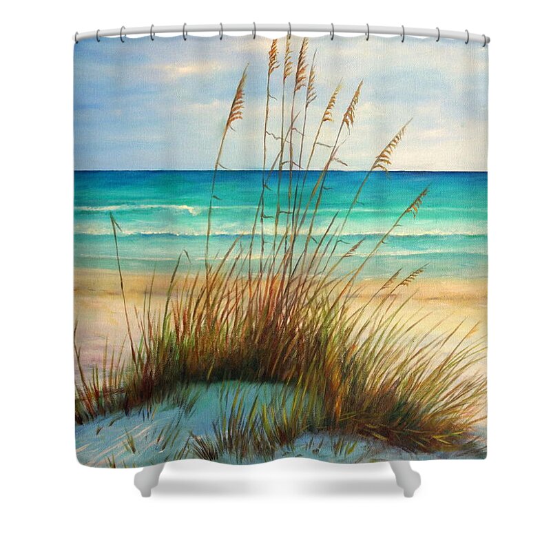 Siesta Key Beach Shower Curtain featuring the painting Siesta Key Beach Dunes by Gabriela Valencia