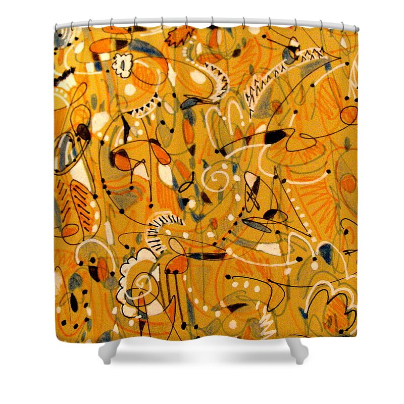 Abstract Geometrical Painting Shower Curtain featuring the painting Signs Written in Big Print by Nancy Kane Chapman