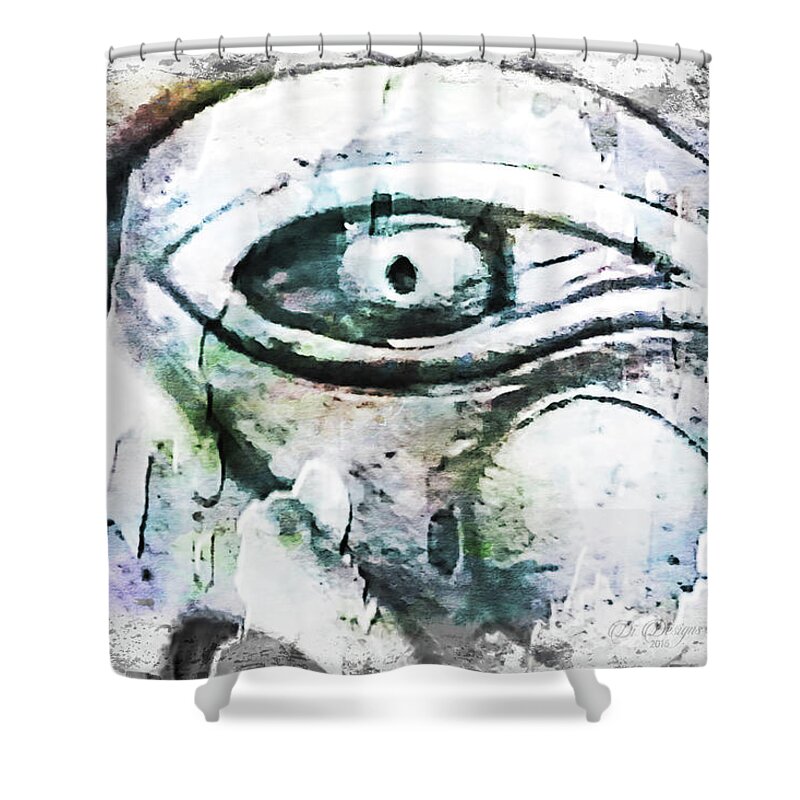 Mask Shower Curtain featuring the mixed media Silent Scream by DiDesigns Graphics