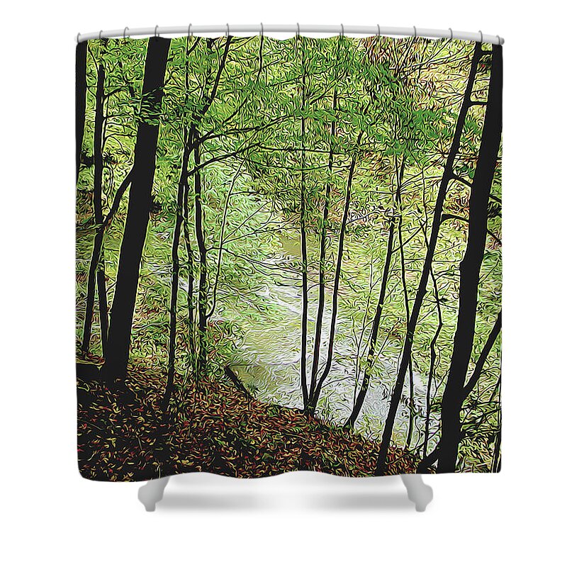 Spring Shower Curtain featuring the photograph Silhouetted Trees by Linda Carruth