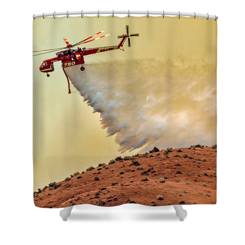 Fly Shower Curtain featuring the photograph Siller Helicopter by Robert Bales