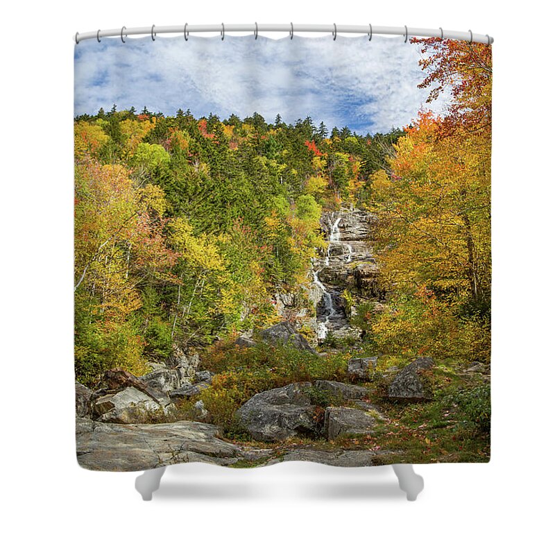 Autumn Shower Curtain featuring the photograph Silver Cascade in Fall by Kevin Craft