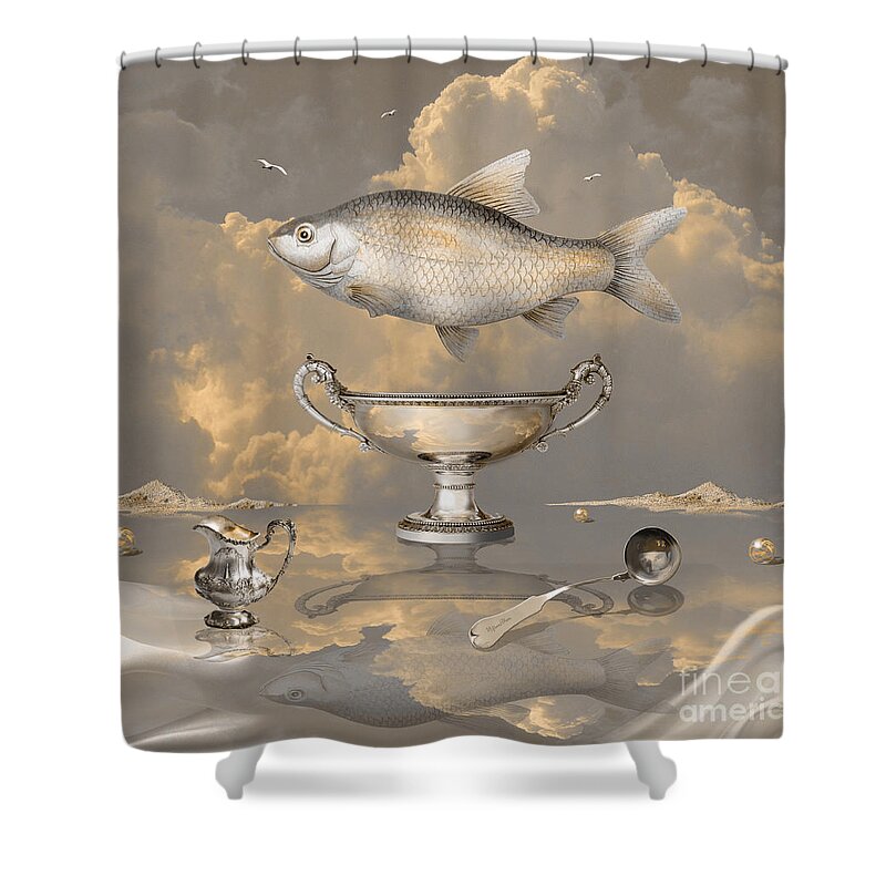 Silver Shower Curtain featuring the digital art Silver mood by Alexa Szlavics