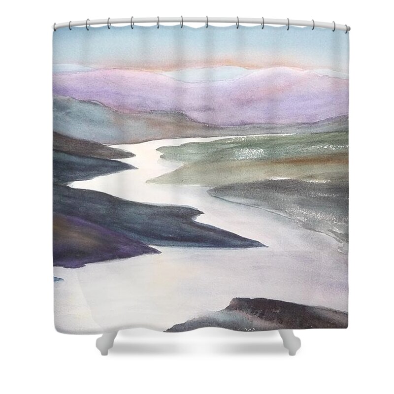 River Shower Curtain featuring the painting Silver Stream by Ruth Kamenev