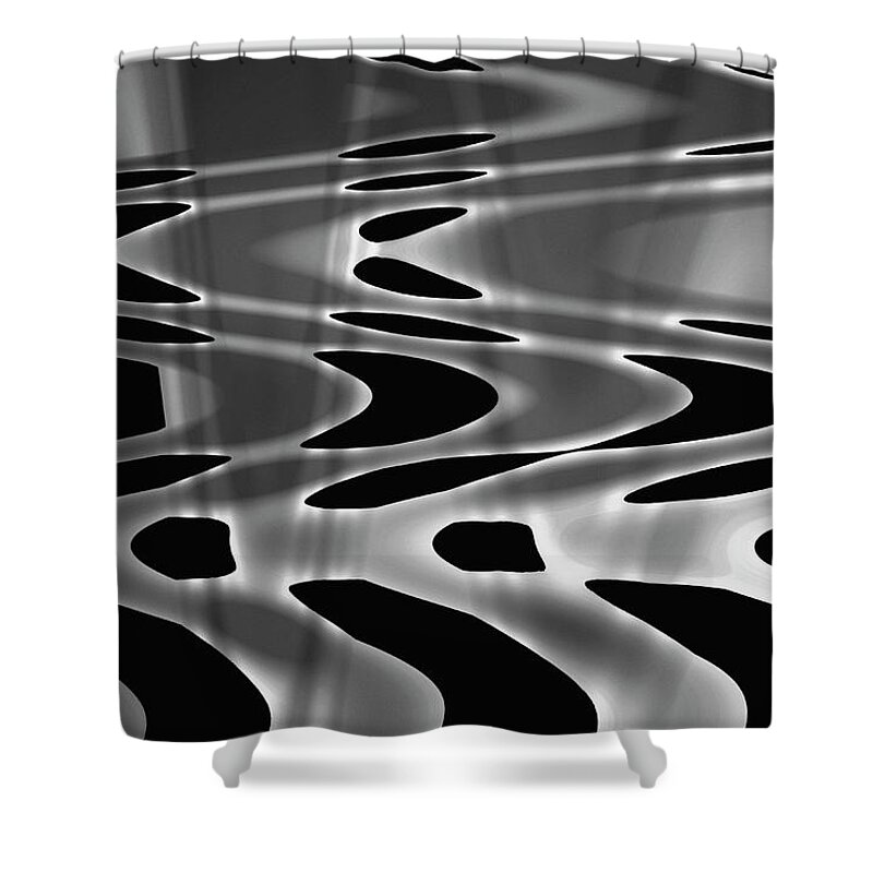 Abstract Shower Curtain featuring the digital art Silvery Abstraction BW by David Gordon