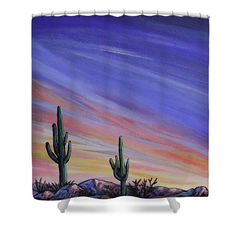 Desert Shower Curtain featuring the painting Simple Desert Sunset Three by Lance Headlee