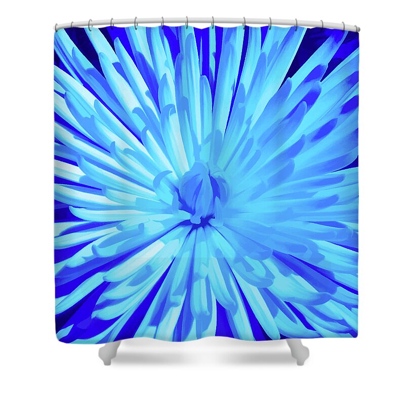 Chrysanthemum Shower Curtain featuring the photograph Simply Blue Starburst by Aimee L Maher ALM GALLERY