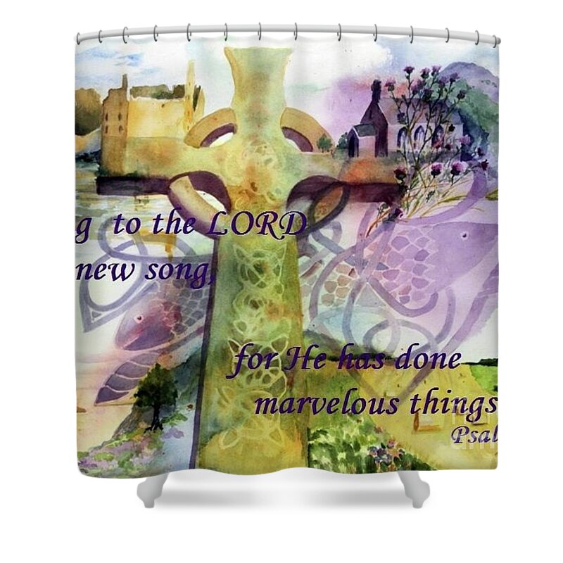 Christian Art Shower Curtain featuring the painting Sing a New Song by Maria Hunt