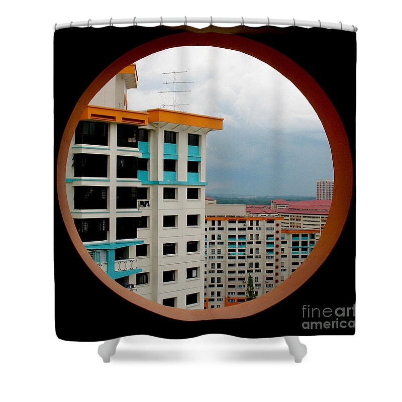 Art Shower Curtain featuring the photograph Singapore Apartments Cityscape by Jason Freedman