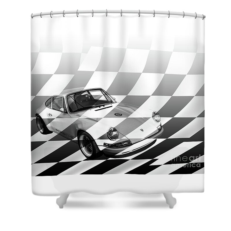 Porsche Shower Curtain featuring the digital art Singer by Roger Lighterness