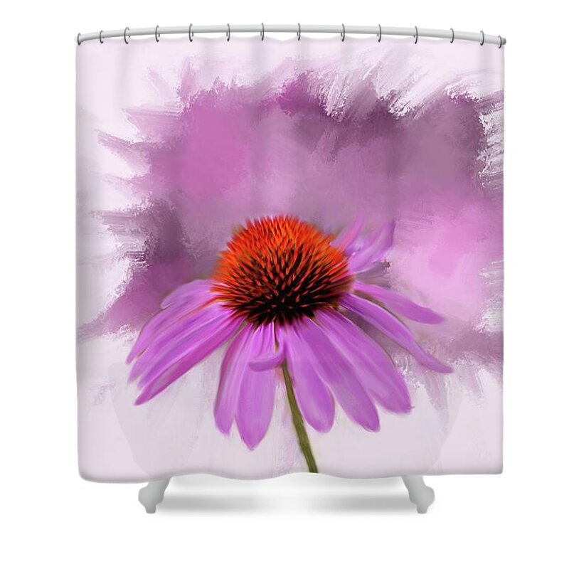 Pink Cone Flower On A Textured Background . Photography Shower Curtain featuring the photograph Single by Mary Timman