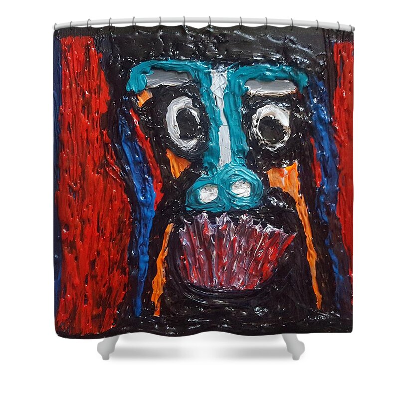 Multicultural Nfprsa Product Review Reviews Marco Social Media Technology Websites \\\\in-d�lj\\\\ Darrell Black Definism Artwork Shower Curtain featuring the painting Sinner in torment by Darrell Black