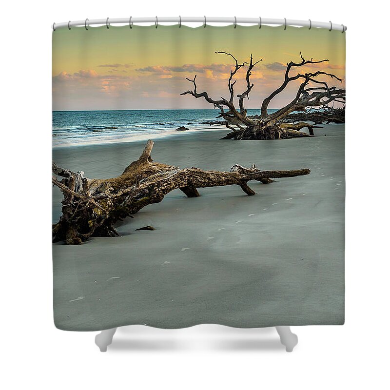 Georgia Shower Curtain featuring the photograph Sunset on Jekyll Island by Louis Dallara