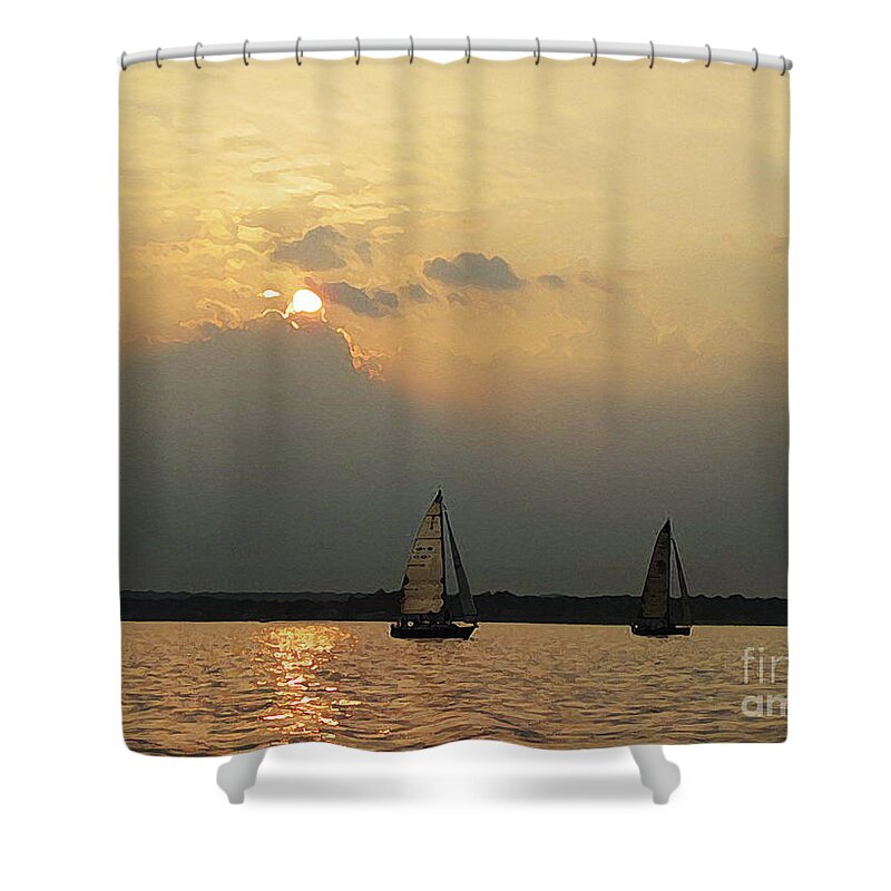 Sailboats Shower Curtain featuring the photograph Sip To Life Casually by Xine Segalas
