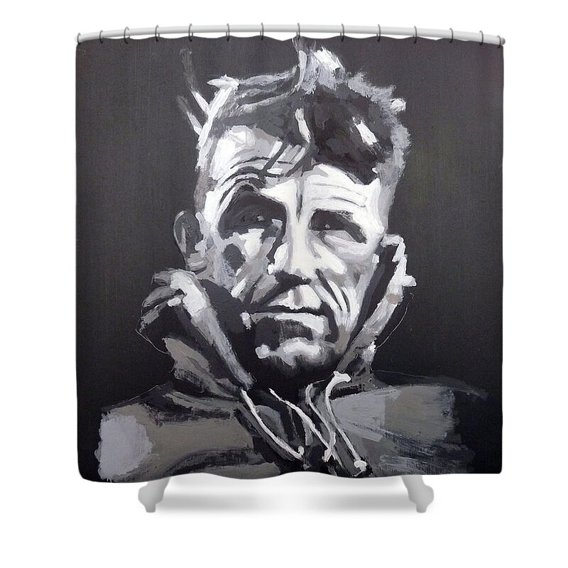 Edmund Hillary Shower Curtain featuring the painting Sir Edmund Hillary by Richard Le Page