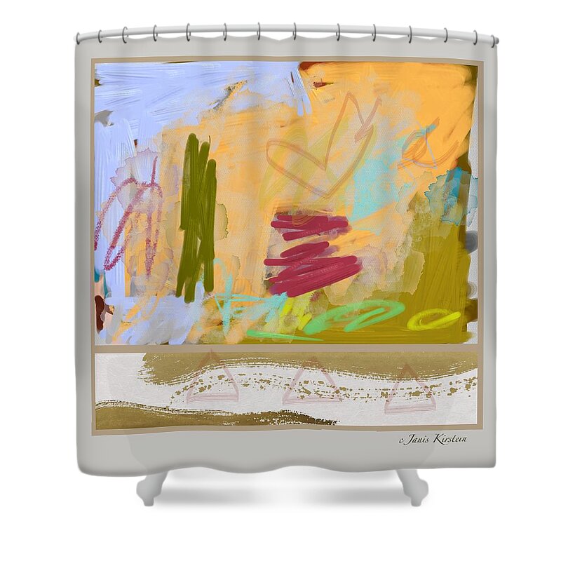 Abstract Shower Curtain featuring the digital art Sit By Me by Janis Kirstein