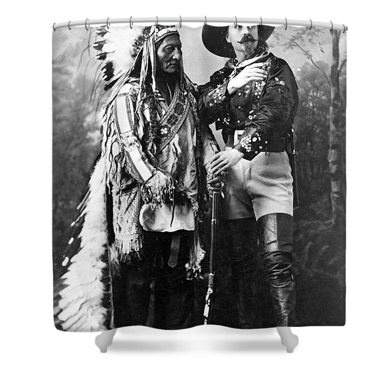 History Shower Curtain featuring the photograph Sitting Bull And Buffalo Bill, 1885 by Science Source