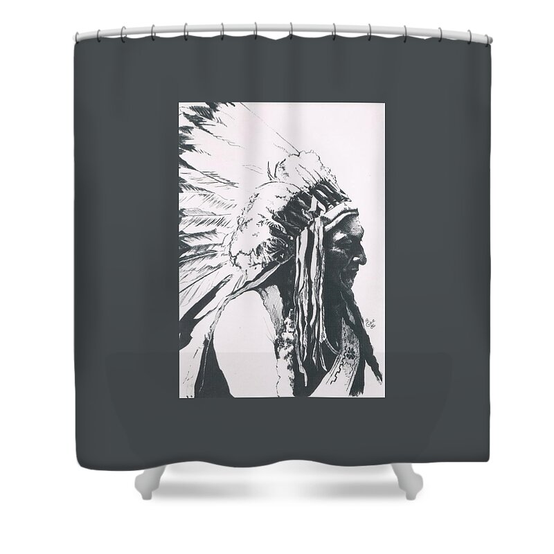 Native American Shower Curtain featuring the drawing Sitting Bull by Barbara Keith