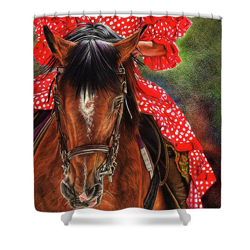 Horse Shower Curtain featuring the drawing Sitting Pretty by Peter Williams