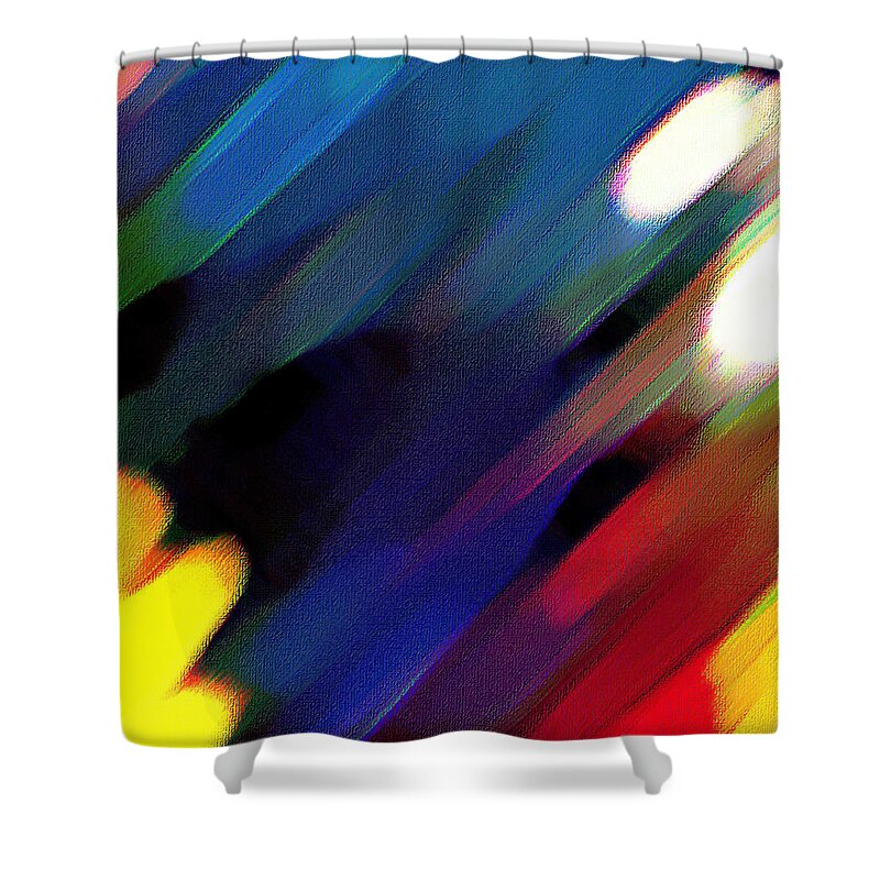 Abstract Shower Curtain featuring the painting Sivilia 4 Abstract by Donna Corless