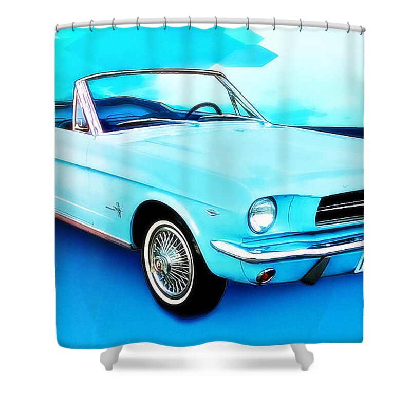 Ford Shower Curtain featuring the photograph Sixty Four and a Half Mustang Convertible Miss B 1964 1/2 Convertible by Chas Sinklier