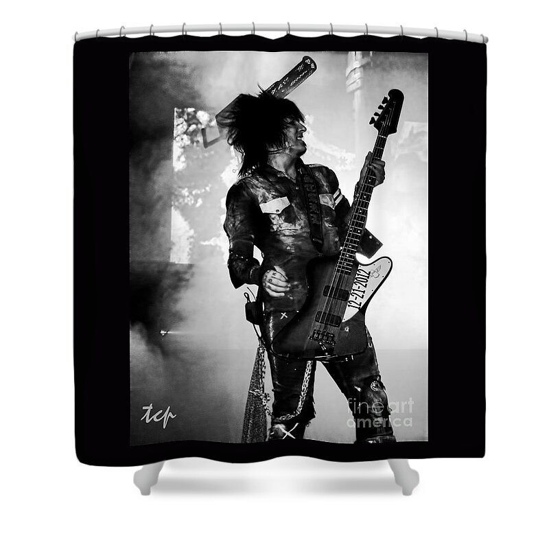 Motley Crue Shower Curtain featuring the photograph Sixx by Traci Cottingham