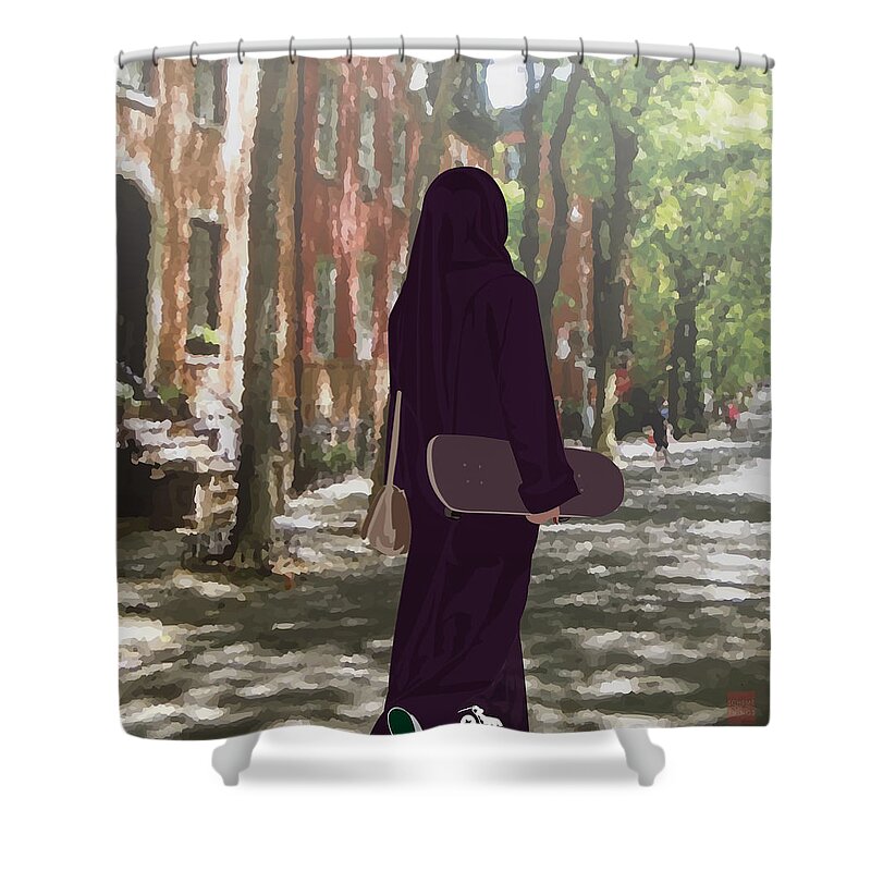 Skateboard Shower Curtain featuring the digital art Sk8r by Scheme Of Things Graphics