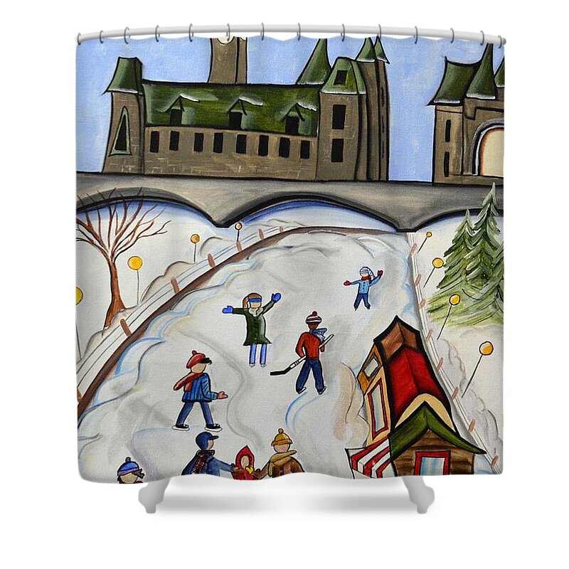 Ottawa Shower Curtain featuring the painting Skating by Heather Lovat-Fraser