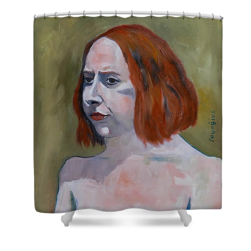 Female Shower Curtain featuring the painting Sketch for Jessica I by Ray Agius