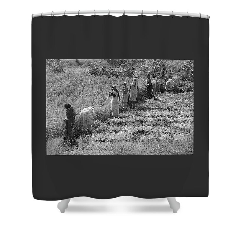 Joint Shower Curtain featuring the photograph SKN 2611 Joint Effort BW by Sunil Kapadia