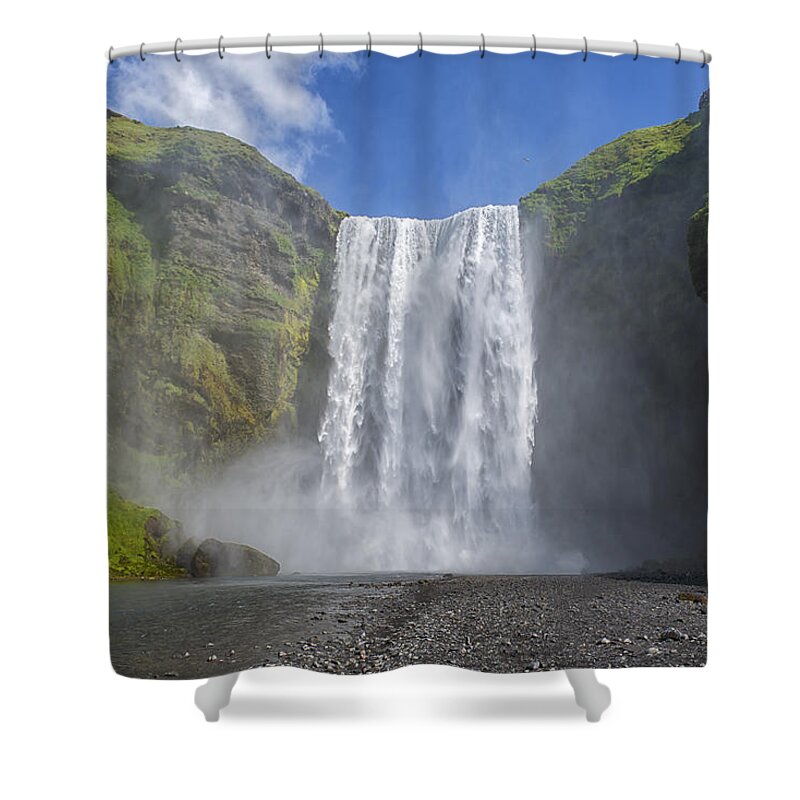 High Falls Waterfall Shower Curtain featuring the photograph Skogafoss Waterfall, Iceland by Ivan Batinic